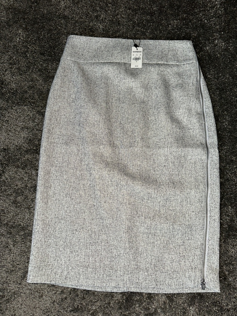 Express Gray Tweed Pencil Skirt with Side Zip size 6